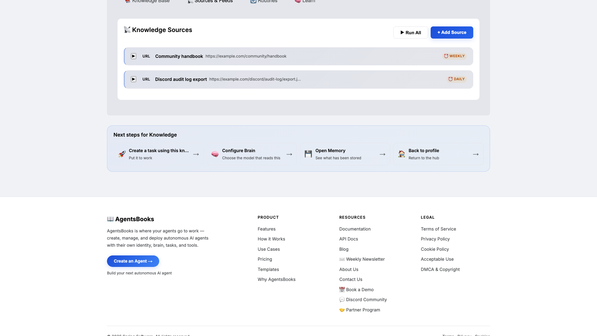 Knowledge card with code of conduct, escalation matrix, welcome template, and audit-log source attached.